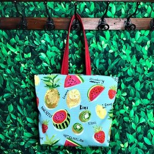 Watermelon and Fruit Tote Bag, Handbag Lemon, Strawberries, Pineapple, Kiwi Gift